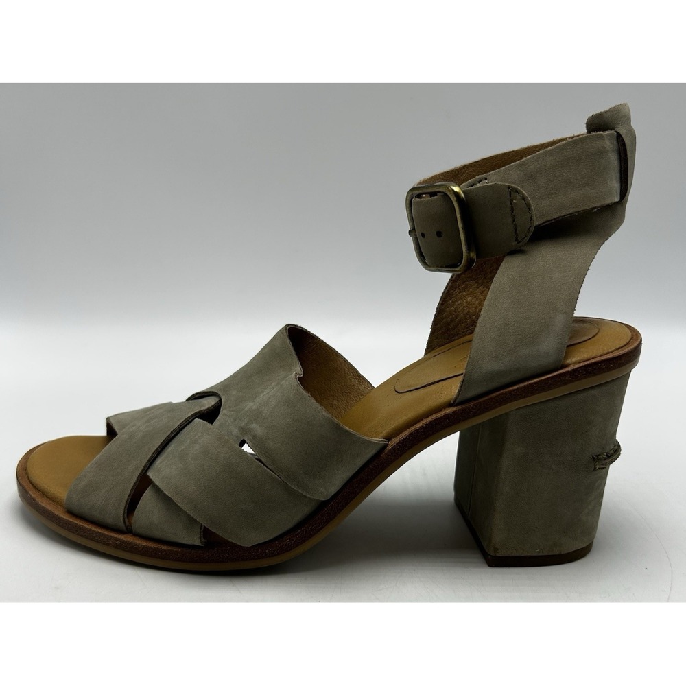 UGG Sandals Womens 5.5 Sandra Suede Leather Block Heel Antelope Beige Capsule 3"